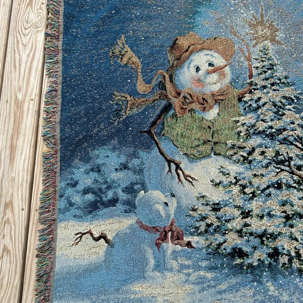Dona Gelsinger Snowman Family  Tapestry Throw Blanket 50‎ X 60 Metallic